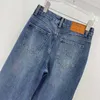 Jeans pour femmes Designer Haut de gamme Pantalon en denim Femme 2023 Nouveau Jeans Bleu Jambe droite Étiquette en cuir Pantalon 6F1F