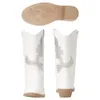 Сапоги Unishuni для девочек, детские белые детские кожаные ковбойские ботинки на высоком каблуке для девочек, блестящие ботинки в вестерне 231128