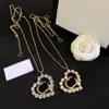Exquisite Heart Pendant Statement Necklace Long Sweater Chain Designer Double Letter Necklace Top Quality for Women Jewelry Gift