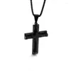 Ожерелья с подвесками, модное мужское панк-крест Иисуса, черный титановый стальной трос, ожерелье, ювелирные изделия