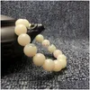 Brins de perles en gros 10 pièces Bracelet de racine de Bodhi blanc naturel perles rondes graines femmes bracelets à cercle unique 12Mm bouddha D Dhar7