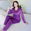 Pigiama da donna Set pigiama da donna di grandi dimensioni 4XL Pigiama da notte in raso di seta Primavera Autunno Homewear Donna Pijama jer 2 pezzi Pjs da notte L231129