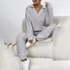 Kvinnors tvådelar Pants Winter Grey Casual Set Women Fashion Sports Suit Korean Löst långärmade toppar/byxor Tvådelade kvinnliga M-XL