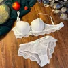 Sexy Set Logirlve Borduren Ondergoed Kanten Beha Diepe V Dikke Katoenen Vrouwen Push Up Bh en Slipje Merk Lingerie 231129