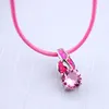 Pendanthalsband Fashion Silver Plated Böhmen Kvinnor Birthday Party Garnet Fire Opal Leather Cord Rope Chain Halsband OP011