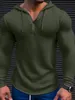 Męskie bluzy bluzy Sprężyna Solid Kolor Slim Fit Tshirt Mały Vneck oddychający sportowy płaszcz gofrowy Bawełny Casual 231129