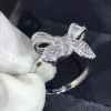Mode dame belle Bowknot Designer bande anneaux pour femmes brillant cristal luxe bague diamant pierre mariage fête bijoux hipl24