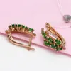 Dangle Earrings 585 Purple Gold Classic Inlaid Emerald For Women 14K Rose Plated Fresh Light Luxury Party Wedding Jewelry