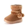 Bottes de neige pour enfants, boule de laine d'hiver, bottes épaisses et chaudes en coton, chaussures en peluche pour garçons et filles