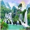 Custom wallpapers green nature scenery waterfall wallpapers 3d murals wallpaper for living room238G