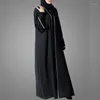 Ubranie etniczne 2023 Style moda muzułmański Abaya Dubai Turcja Kaftan Islamski Ramadan Black Belted Sardigan Sarde