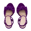 Nxy Sandals Purple High Heeled Woman Summer Butterfly Knot Gladiator Women Party Sexy Slingback Stylish Ladies Stiletto 230406