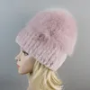 Cappelli a tesa larga Secchiello Russia Stile Donna Vera vera pelliccia Berretti Cappello Ragazze Naturale Rex Coniglio Skullies Berretto in maglia invernale 231128