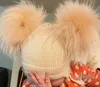 Bonnet/Crâne Casquettes Vente Bébé Bébé Bonnet Chapeau avec Oreillettes Angora Doux Chaud Fourrure Pom Tricoté Chapeau Enfants Mignons Enfants Casquettes D'hiver