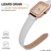 Watch Bands Annefit Leather Band For Women 12Mm 14Mm 16Mm 18Mm 20Mm Lizard Grain Slim Thin Replacement Strap Stainless Steel Buckle Dr Dhjtv