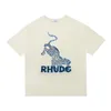 メンズTシャツRhude Mens Designer for Men for Men smolleseve Rhudes Printing Shirts tee tee the tee the the the loose tshir