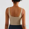 Tenue de yoga Femmes Crop Top Sports Soutien-gorge Col carré Coupe fixe Gilet d'entraînement avec coussinet Sensation nue Vêtements actifs