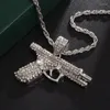 Anhänger Halsketten Persönlichkeit aus Zirkon Pistole Halskette für Männer Spaß Trend versilbert Maschinengewehr Kette Hip-Hop-Schmuck