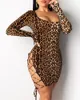 QNPQYX New Fashion Women Dresses Sexy Glitter Lace-Up Sequins Dress Bodycon Dress Plus Size Women Clothing