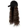 Gorras de bola Gorra de béisbol para mujer con extensiones de cabello largo para mujeres Sombrero ajustable Peluca sintética adjunta