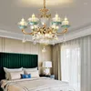 Lustres Lustre de cristal estilo europeu luz luxuosa villa sala de estar lâmpada (tamanho: 6 cabeças 700 550 mm)