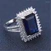 Обручальные кольца высококачественный квадратный синий камень серебряный цвет для женщин великолепная элегантная леди оптом
