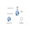 Pendants JewelryPalace Genuine Natural Oval Blue Topaz Pendant Necklace 925 Sterling Silver Women Gemstone Statement No Chain