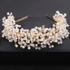 Bijoux de cheveux de mariage de luxe perle cristal couronne de mariée coiffes à la main fête de mariage accessoires de cheveux Vintage strass femmes bandeau diadèmes 231128