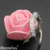 Anneaux de mariage Hermosa femmes Zircon 1 paire fiançailles anniversaire bijoux bague de mariée taille 7 # 8 #