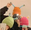 Béret tricoté antenne lumineuse parents enfants mignon tricoté drôle temps froid chaud hiver chapeau oreille protecteur bombardier