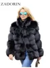 Женское меховое пальто из искусственного меха ZADORIN, модное толстое теплое зимнее пальто, женское роскошное пальто из искусственного лисьего меха, куртки, женская куртка с меховым воротником со стойкой, куртка из искусственного меха, верхняя одежда 231129