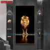 Stitch 5d DIY Diamond Målning Set Animal Lion Cross Ctitch Kits Diamond Mosaic Embroidery Golden Lion Full Round Drill Decor Gift