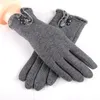 Fingerless Gloves Arrival Female Rotro Winter Wrist Velvet Elegant Wool Warm Button Mittens Touch Screen Charming Women Cashmere