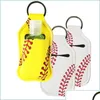 Party Favor Neoprene er Baseball Softball Keychains Chapstick Holders For Hand Sanitizer Bottle Gel Holder Sleeve Key Chain RI Drop Dhoby