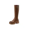 warmere laarzen dames herfst winter platformlaarzen rits lang was hoog eenvoudige laarzen mode motorlaarzen Botas Mujer