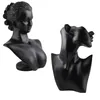 Black Resin Material Elegant Female Mannequin for Fashion Necklace Pendant Bust Jewelry Display Holder Jewelry Store Display 21111308N