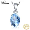 Pendants JewelryPalace Genuine Natural Oval Blue Topaz Pendant Necklace 925 Sterling Silver Women Gemstone Statement No Chain