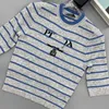 Designer women's clothing 20% off Shirt Style Knitted Stripe Grey Medium Round Neck Top T-shirt 2023 Versatile Sleeve