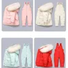 Manteau en duvet pour enfants, veste, combinaison pour enfants en bas âge, fille et garçon, 2 pièces, tenue d'hiver, costume chaud, salopette pour bébé, ensembles de vêtements 231129