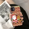 漫画クリスマスサンタトナカイの木ソフトシリコーン電話ケースiPhone 15 14 11 12 13 Pro Max 14plusカバーギフト