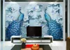 Sfondi Carta da parati 3d Pittura a olio moderna Fiore di magnolia Pavone Decorazione domestica per camera da letto Personalizzata Po sul muro
