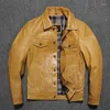 Survêtements pour hommes Clear Stock Première couche de mouton en cuir Denim Jacket Slim Fashion Youth Coat