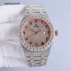 Rolaxs Montre Diamant Montres Hommes Top Designer Automatique Mécanique 1200 Strass Mosaïque Éblouissante Fonction Super Lumineuse Conception Étanche rj