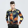 Męskie koszule 2023 Śmieszne ananasowe drukowane męskie sukienka Męska marka Long Rleeve Spring Spring