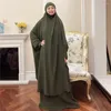 Roupas étnicas Ramadan 2 peças Jilbab Long Khimar Conjunto abaya Mulheres muçulmanas Oração de vestuário dubai