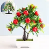 Decorative Flowers Artificial Fruits Simulated Bonsai Home Decoration Potted Plant Fake Tree Room Ornament Peach Apple Garden Decor