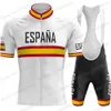 Wielertruisets Wit Spanje Wereldkampioen Set Spaanse Nationale Teamkleding Heren Racefietspak Fietsbroek met bretels 231128