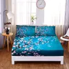 Set Floral 3pc Polyester Solid Fitted Sheet Mattress Cover Four Corners With Elastic Band Bed Sheet(2 pillowcases)