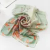 Scarves Women Fashion Floral Print Silk Scarf Summer Thin Soft Chiffon Georgette Plum Blossom Sunscreen Scarf Muslim Hijab Beach Shawl J230428