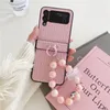 Składana perła Bransoletka Pletająca wzór Vogue Case do Samsung Galaxy Z Fold3 Fold4 5G Trwałe pasek na rękę tkaninę zbóż